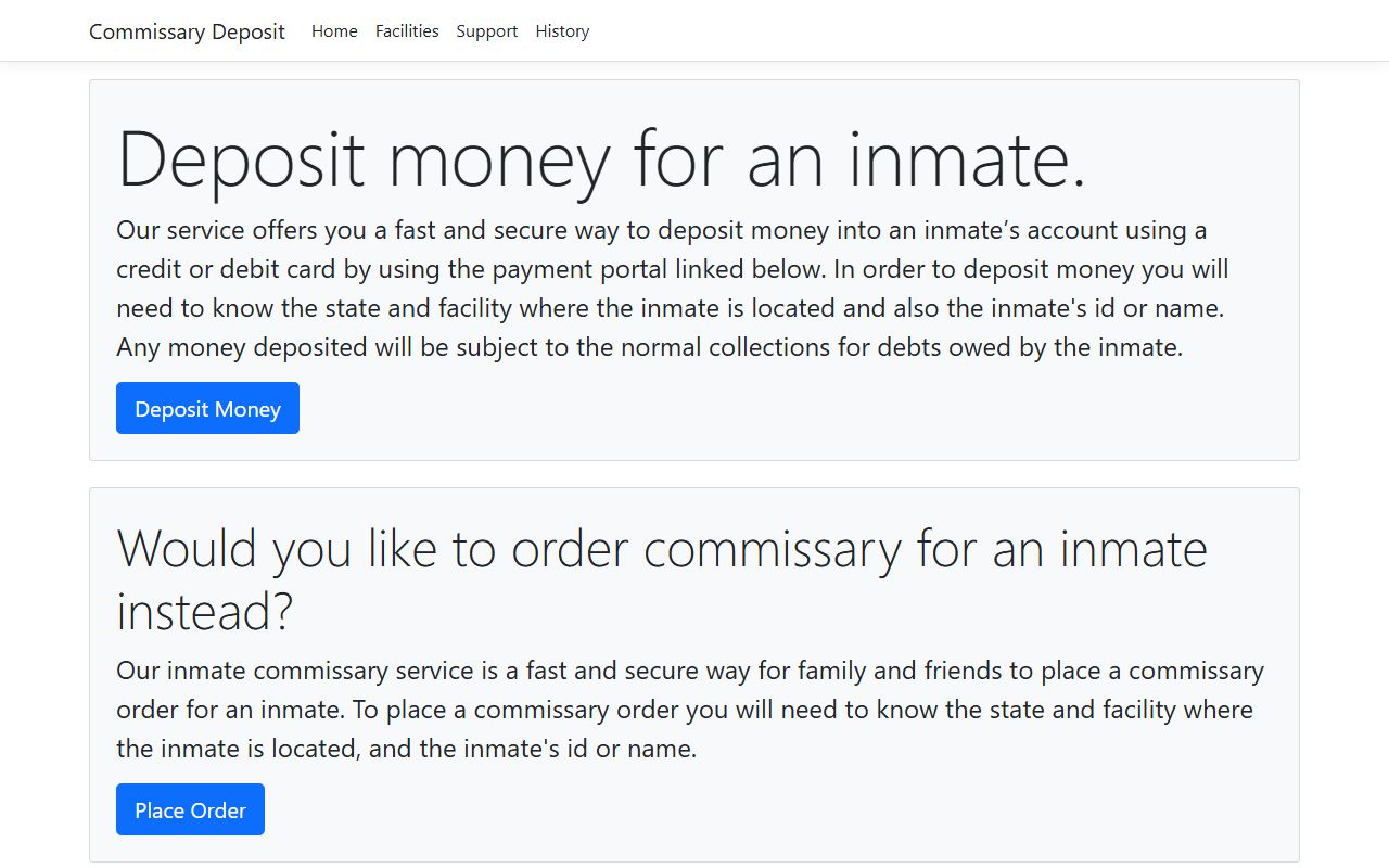 Franklin County CommissaryDeposit money deposit for inmate population accounts
